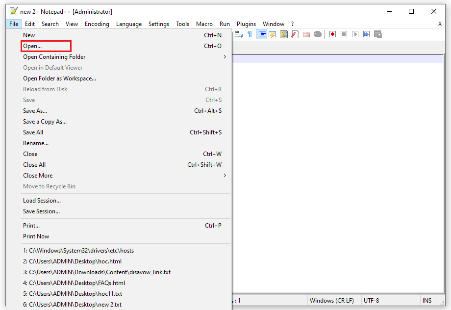 Chỉnh sửa file host trên Windows 10 với quyền quản trị