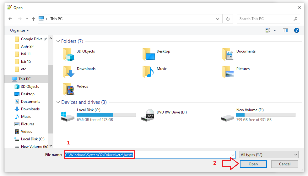 Chỉnh sửa file host trên Windows 10 với quyền quản trị