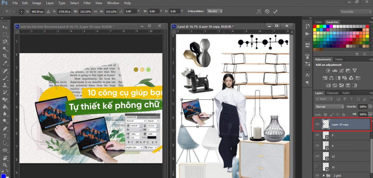 Copy layer từ file PSD này sang file PSD khác