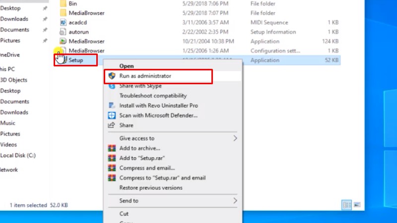 Chạy file Setup